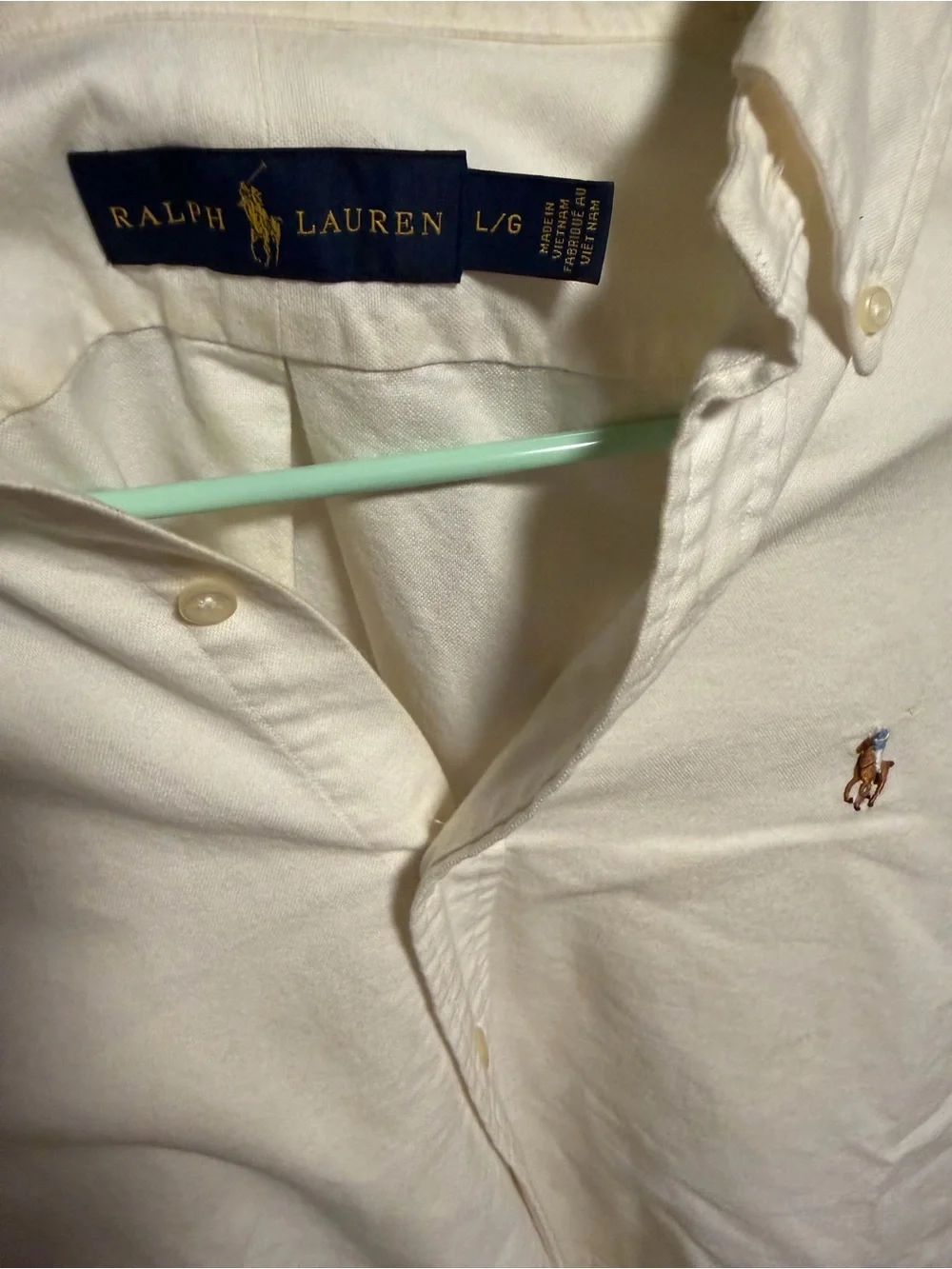 Ralph Lauren Polo White Cotton Classic Button Down Shirt